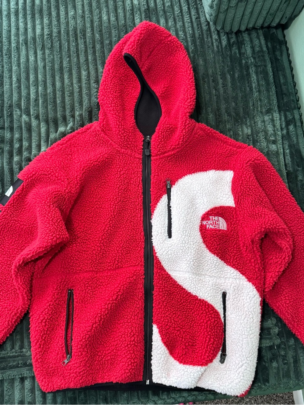 Supreme The North Face Fleece Jacket Red White S Logo